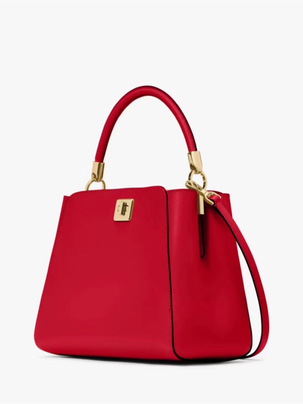 kate spade Red Structured Top-Handle Satchel with Gold Hardware and wallet